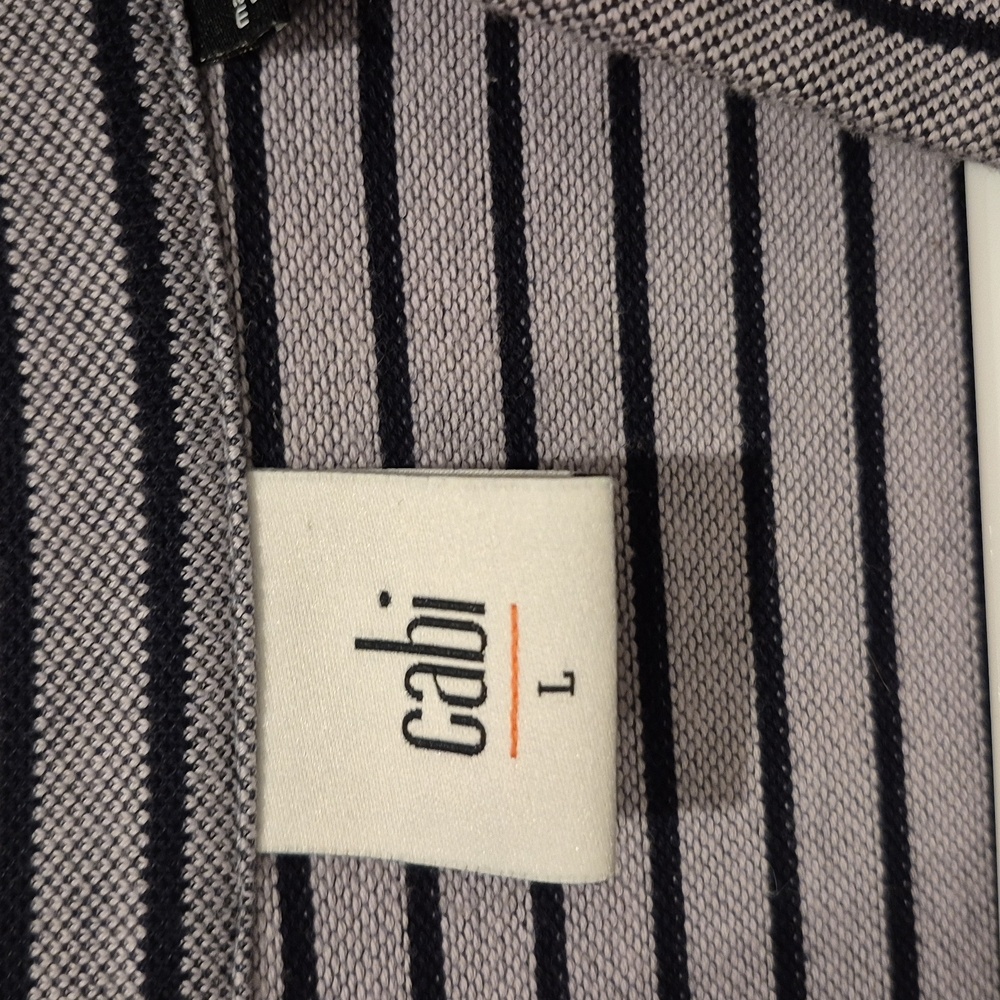 Cabi Mock Neck Stripe Coat Cotton Blend 3 quarter sleeve - Picture 2 of 9